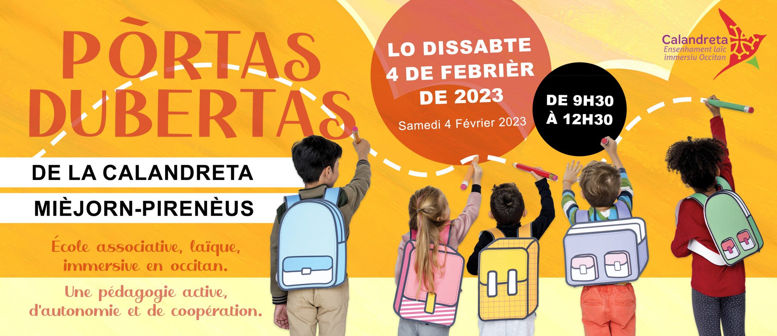 Affiche Portes ouverts 2023 Calandreta Esquiròl